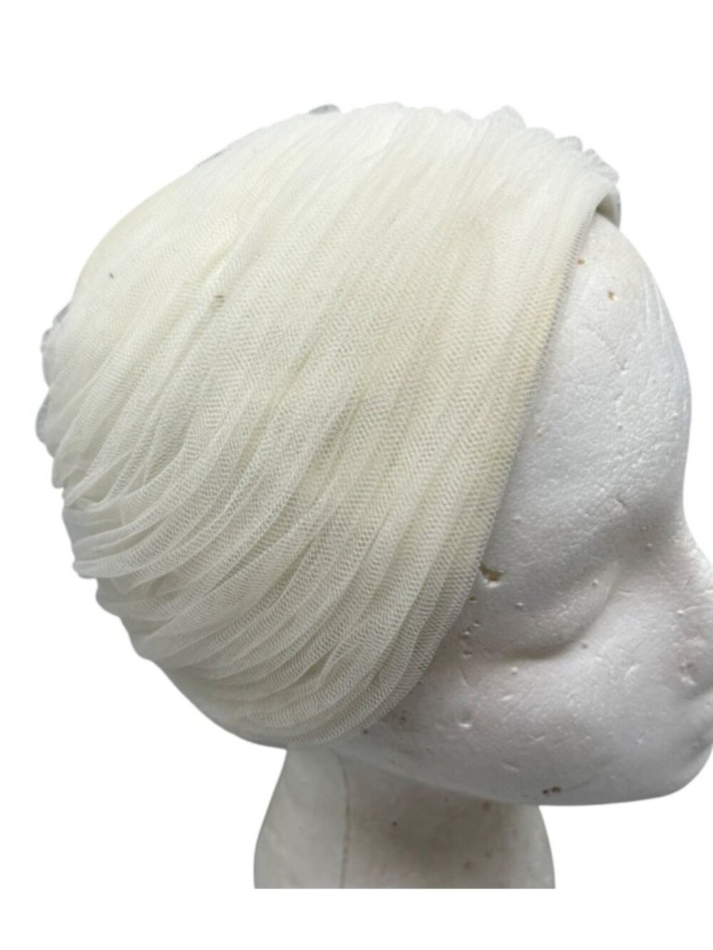 Vintage Walter Muller White Mesh & Wool Women's Hat 8X5.5" lace READ